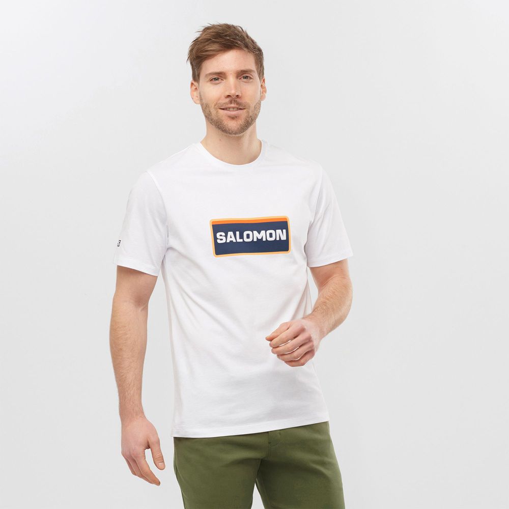 T-Shirts Salomon Homme Blanche - Salomon OUTLIFE GRAPHIC HERITAGE SS M - France (9208-TIXEB)